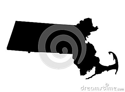 Massachusetts silhouette map outline vector illustartion Vector Illustration