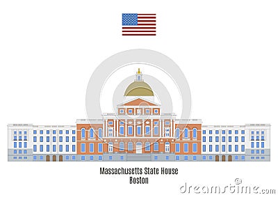 Massachusetts State House, Boston Vector Illustration