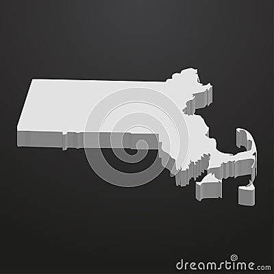 Massachusetts State map in gray on a black background 3d Stock Photo