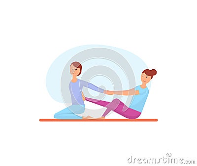 Massage Back Treatment Therapy Masseuse Vector Vector Illustration