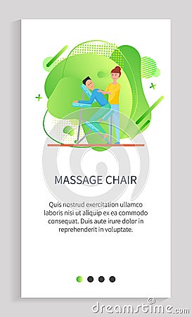 Massage Chair, Masseuse with Client in Spa Salon Vector Illustration