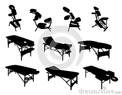 Massage Chairs and Tables Stock Photo