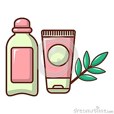 Massage cream icon, cartoon style Vector Illustration