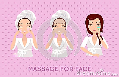 Massage For Face Set Vector Illustration