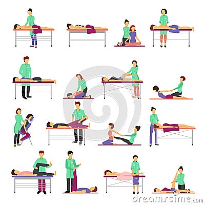 Massage Icons Set Vector Illustration