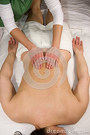 Massage at lumbar region Stock Photo