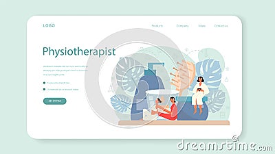 Massage and masseur web banner or landing page. Spa procedure Vector Illustration