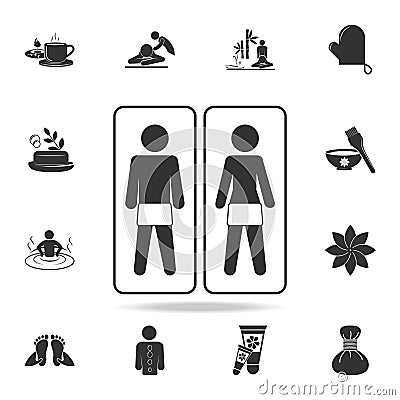 Massage room with equipment couple and massage icon. Detailed set of SPA icons. Premium quality graphic design. One of the collect Stock Photo