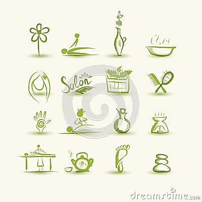 Massage and spa, set of icons for your design Vector Illustration
