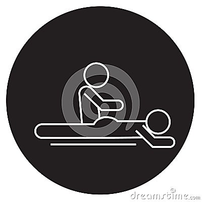 Massage spa therapy black vector concept icon. Massage spa therapy flat illustration, sign Vector Illustration