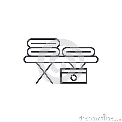 Massage table line icon concept. Massage table vector linear illustration, symbol, sign Vector Illustration