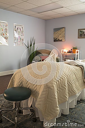 Massage Table Stock Photo