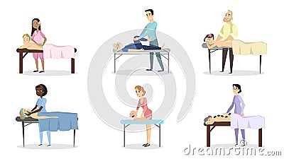 Massage therapy set. Vector Illustration