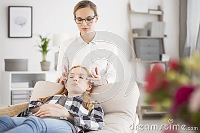 Massage therapy for stress relief Stock Photo