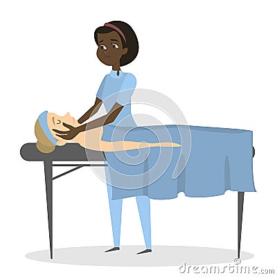 Massage therapy with woman. Vector Illustration