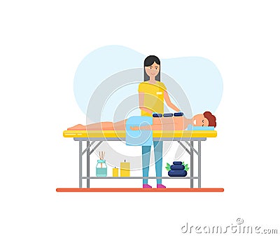 Massage Using Hot Stones Icon Treatment Vector Vector Illustration