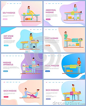 Massages and Healthcare, Masseuse Services Salon Vector Illustration