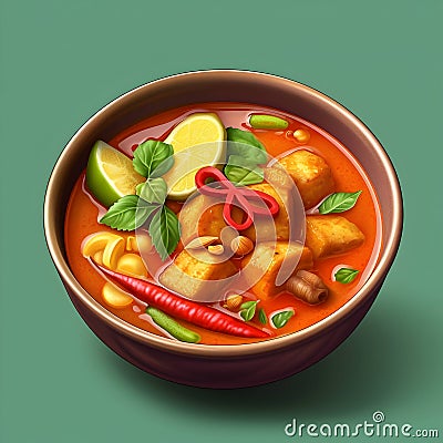 Massaman curry grapic vector Cartoon Illustration