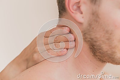 Masseur hands making relax masage Stock Photo