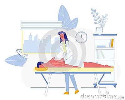 Masseur Massaging Patient in Clinic Room Vector Vector Illustration