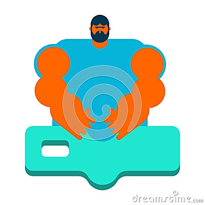 Masseur. Specialist for massage. massage table. strong man of ch Vector Illustration