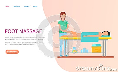 Masseuse Making Foot Relaxation Massage Vector Vector Illustration