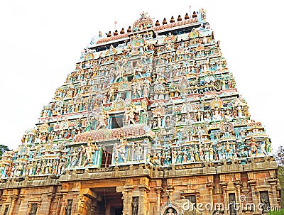 Massive ancient temple complex chidambaram tamil nadu india Stock Photo