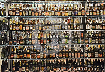 The Massive Bottle Collection at The Carlsberg Brewery in Copenhagen Editorial Stock Photo