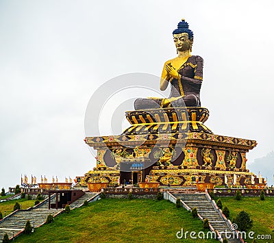 Massive bronze statue of Buddha in Sikkim, India Stock Photo