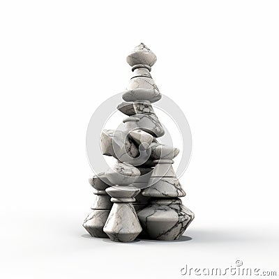 Experimental Pottery-inspired 3d Stacked White Marble Chessboard Stock Photo