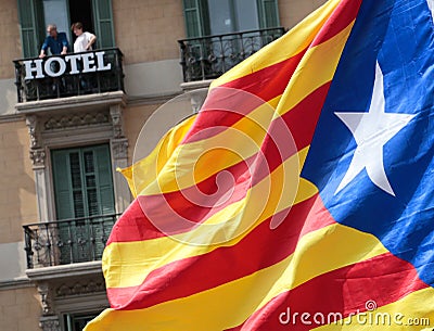 Barcelona demonstration for independence detail Editorial Stock Photo