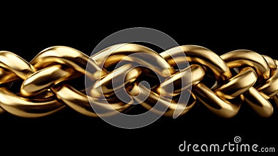 Massive gold braided chain on a dark background. Generative AI Stock Photo