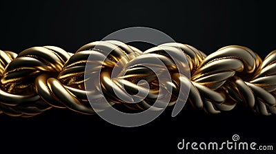 Massive gold braided chain on a dark background. Generative AI Stock Photo