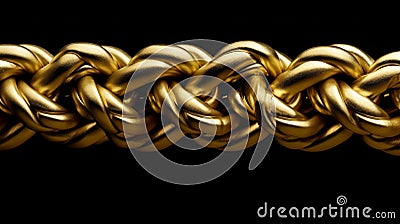 Massive gold braided chain on a dark background. Generative AI Stock Photo