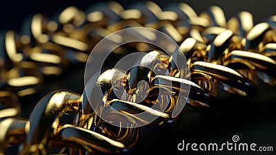 Massive gold braided chain on a dark background. Generative AI Stock Photo