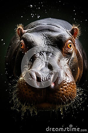 A massive hippopotamus in clear river Stock Photo