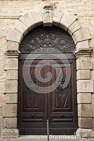 Massive oak door Stock Photo