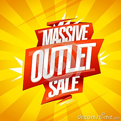 Massive outlet sale vector banner, advertising discounts poster Vector Illustration