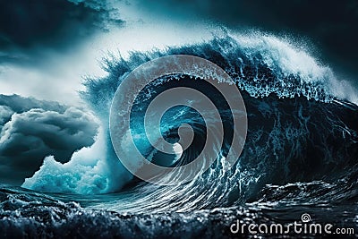 Massive waves A perfect storm Big Waves, or Tsunamis Stock Photo