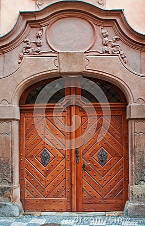 Massive wooden door Stock Photo