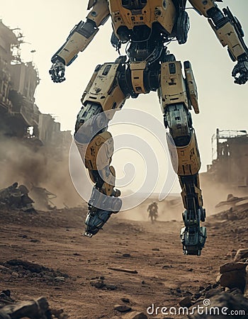 Mech Warrior on Desert Patrol Stock Photo