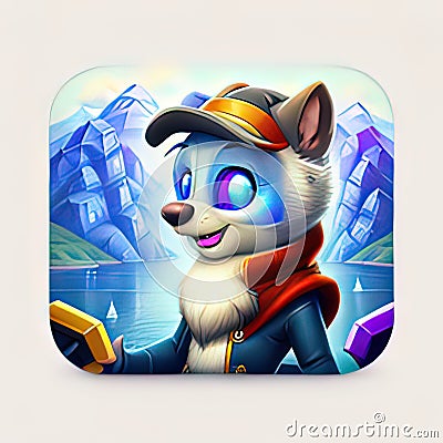 Massively Multiplayer Online Role-Playing Software App Icon. Generative AI. Stock Photo