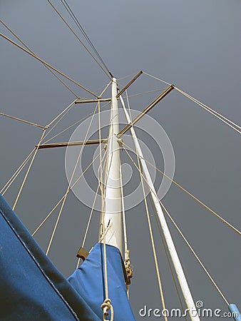 Mast and rigging of sailing boat. Stock Photo