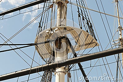 Mast and sailboat rigging Stock Photo