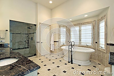 Master bath with large tub Stock Photo