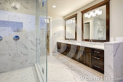 Master bathroom interior with double vanity cabinet Stock Photo