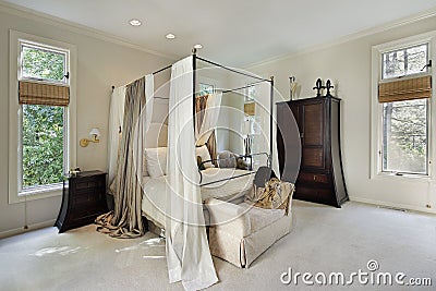 Master bedroom in luxury home Stock Photo