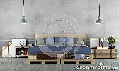 Master bedroom in rustic style Stock Photo