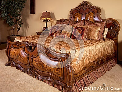 Master Bedroom Unique Bed Stock Photo