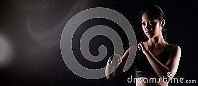 TaeKwonDo Karate teenager athlete kick punch black background isolated Stock Photo